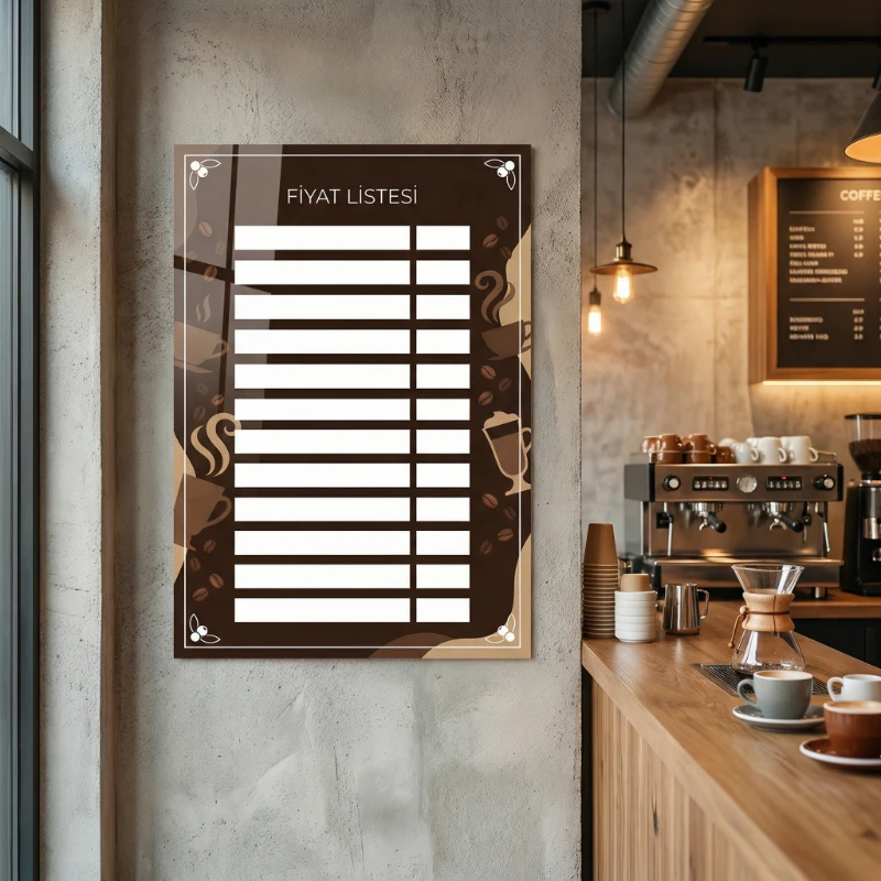 Yapışkanlı Cafe Fiyat Listesi  (Model- 24)
