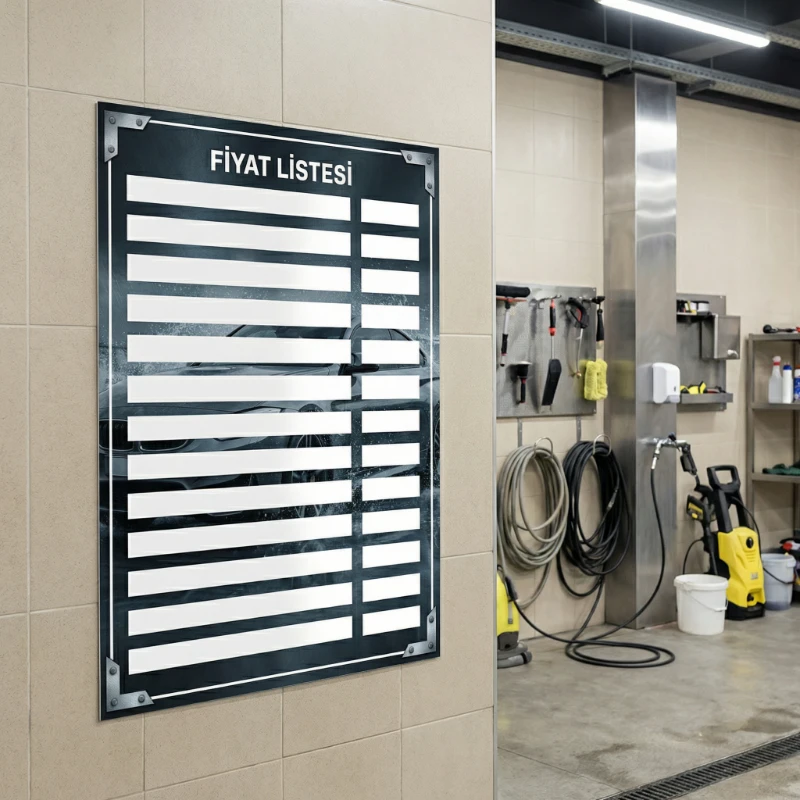 Yapışkanlı Oto Yıkama Fiyat Listesi  (Model- 21)