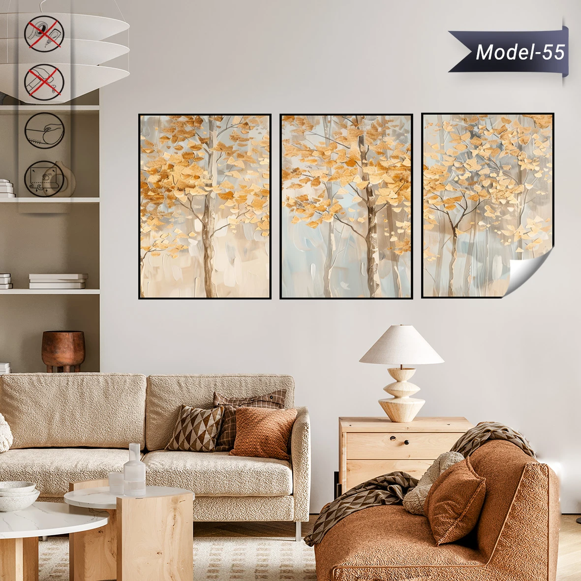 Statik Tutunma Özellikli Tablo - Poster Çiçek (Model- 55)