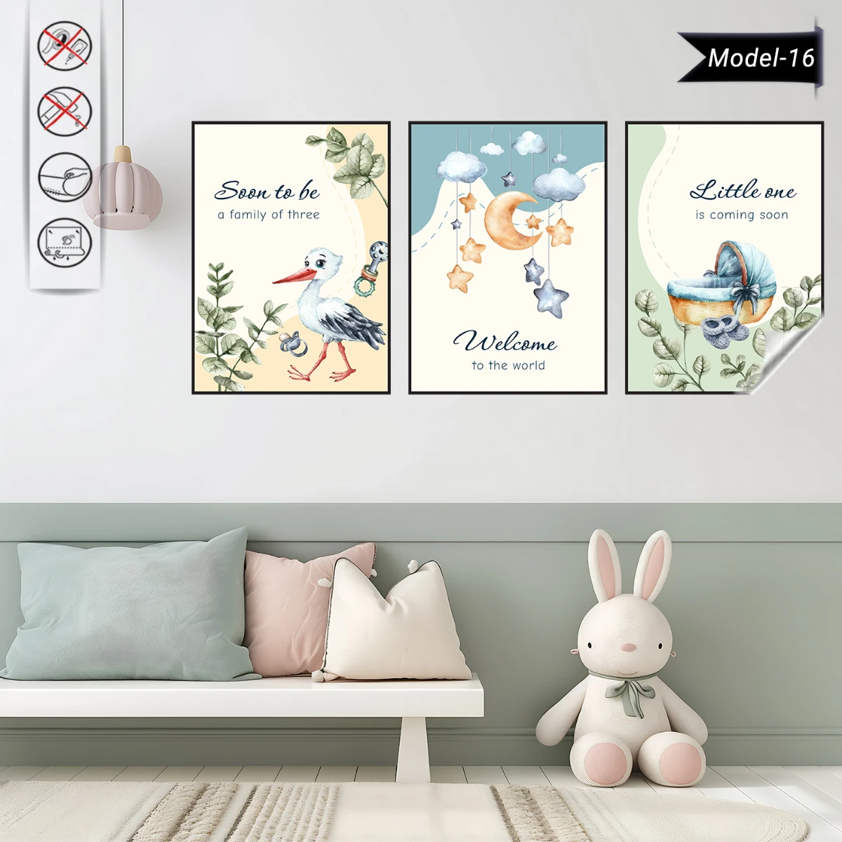 Statik Tutunma Özellikli Tablo - Poster Çocuk Odası (Model-16) 