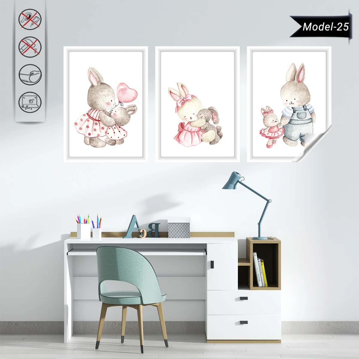 Statik Tutunma Özellikli Tablo - Poster Çocuk Odası (Model-25)