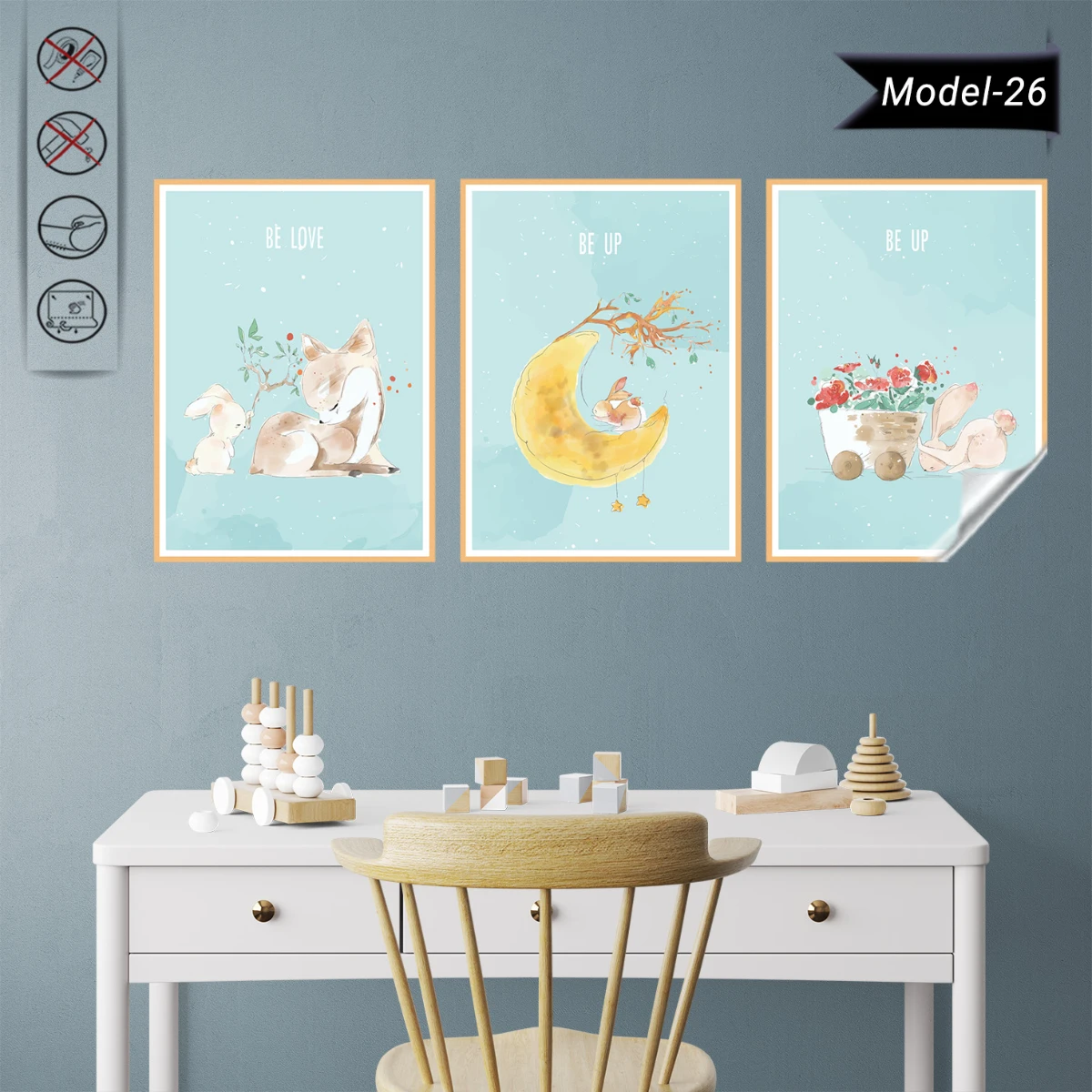 Statik Tutunma Özellikli Tablo - Poster Çocuk Odası (Model-26)