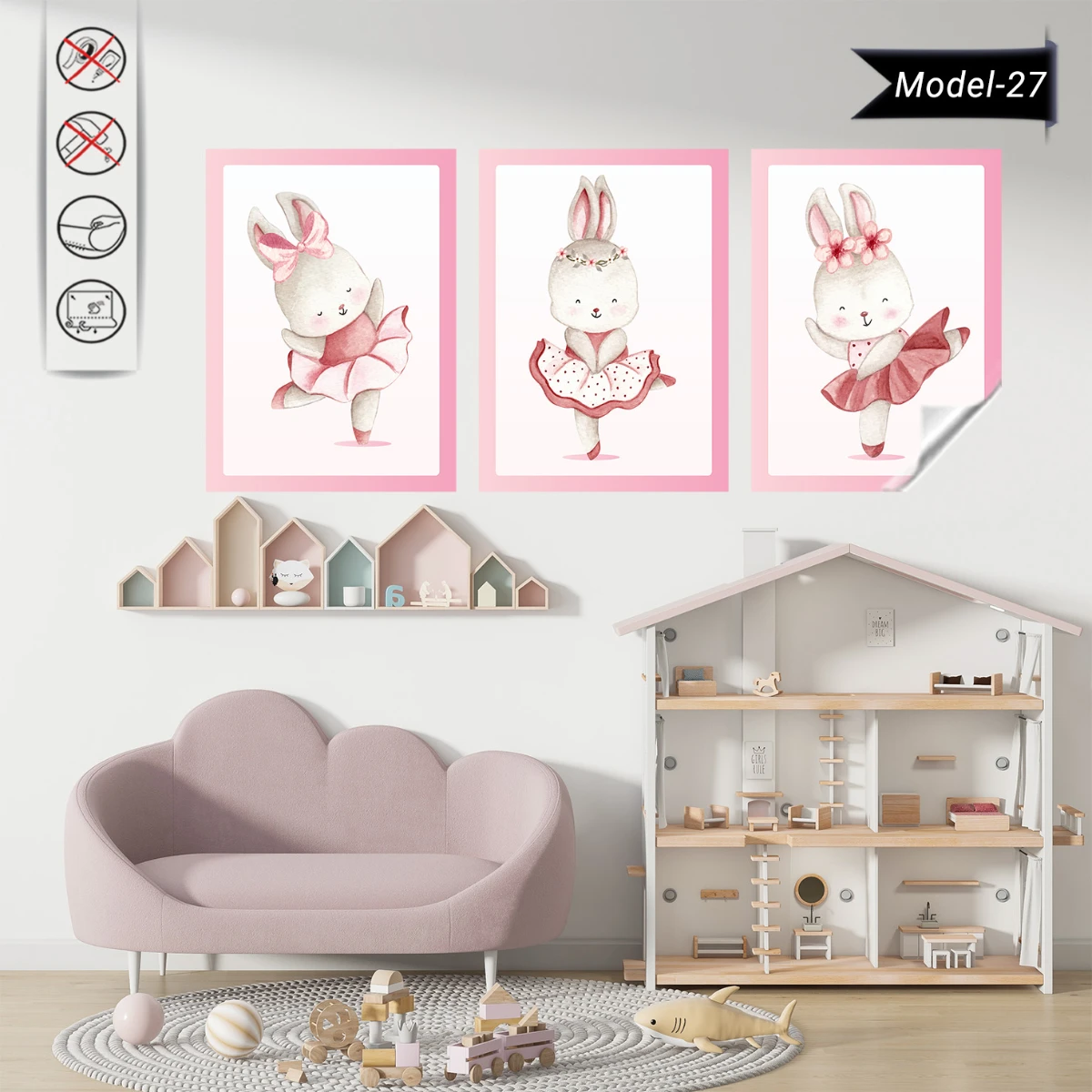 Statik Tutunma Özellikli Tablo - Poster Çocuk Odası (Model-27)