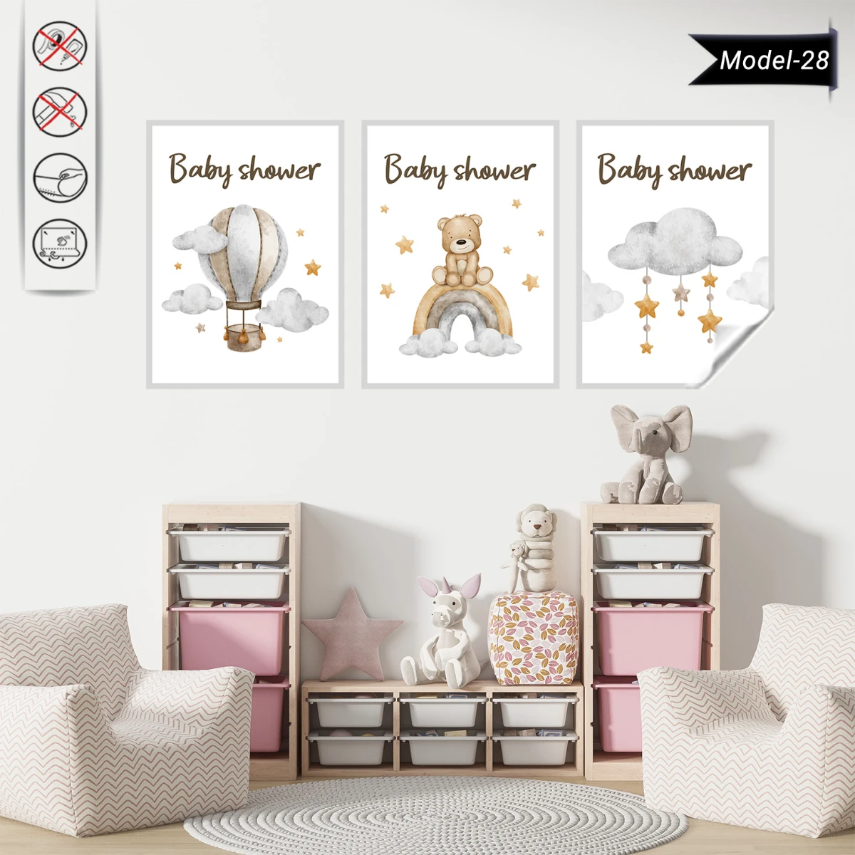 Statik Tutunma Özellikli Tablo - Poster Çocuk Odası (Model-28)