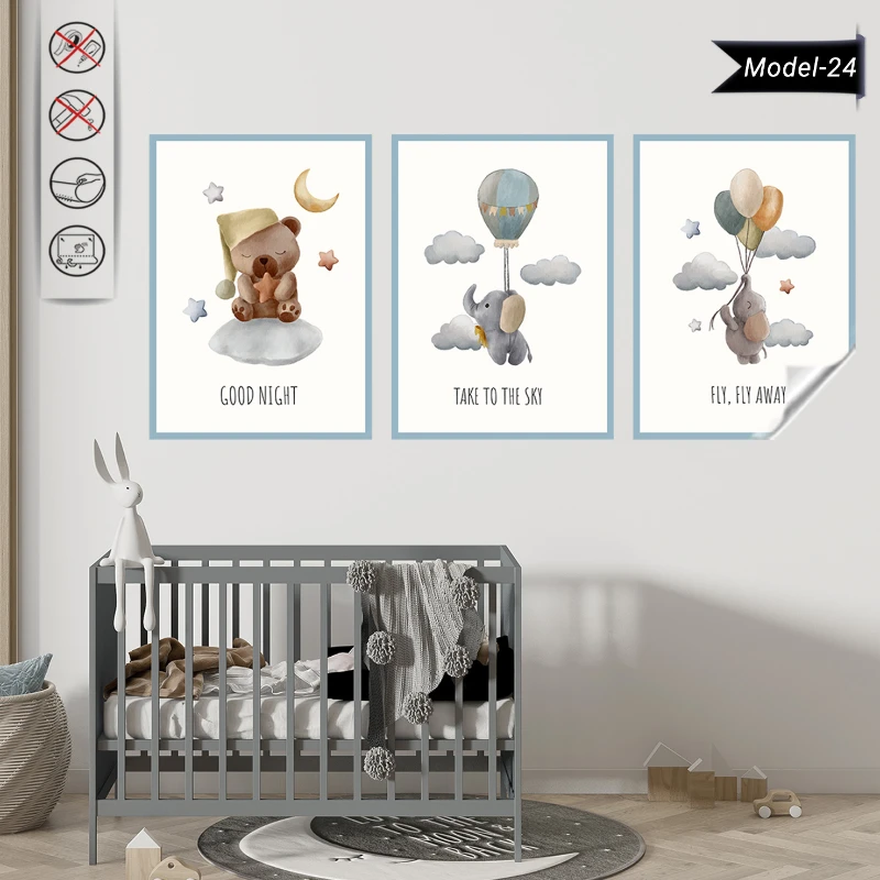 Statik Tutunma Özellikli Tablo - Poster Çocuk Odası (Model-24)