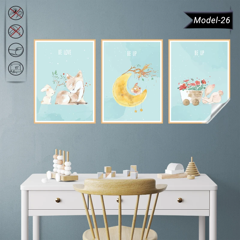 Statik Tutunma Özellikli Tablo - Poster Çocuk Odası (Model-26)