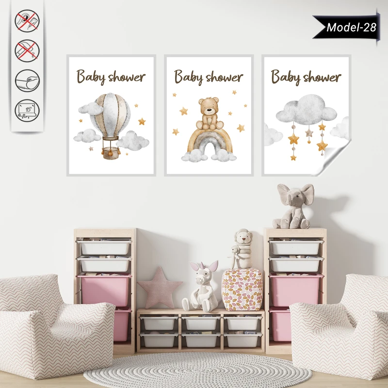 Statik Tutunma Özellikli Tablo - Poster Çocuk Odası (Model-28)