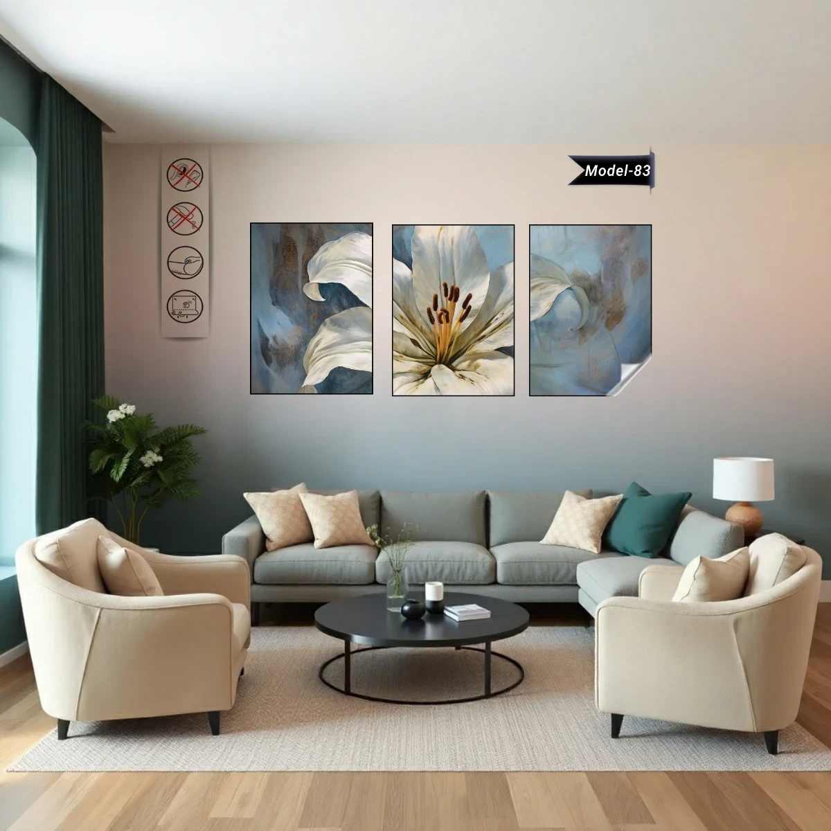 Statik Tutunma Özellikli Tablo - Poster Çiçek (Model- 83) (50X70)
