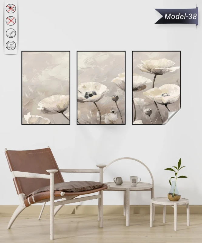 Statik Tutunma Özellikli Tablo - Poster Çiçek (Model- 38) (50X70)