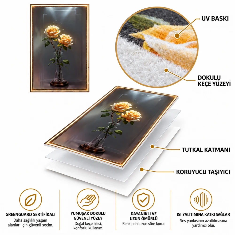 Yapışkanlı Keçe Tablo - Poster Çiçek (Model- 20) 