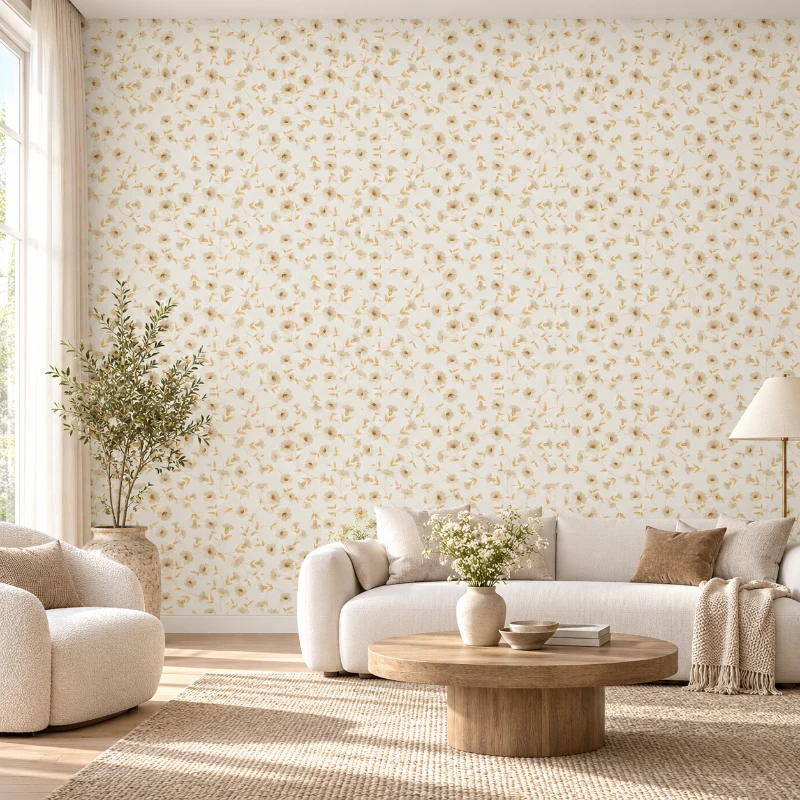 Yapışkanlı Keçe Duvar Kağıdı Çiçek Desen (Model - 2043)