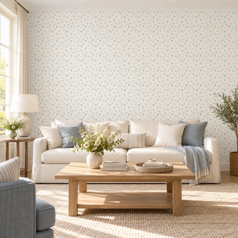 Yapışkanlı Keçe Duvar Kağıdı Çiçek Desen (Model - 2058)