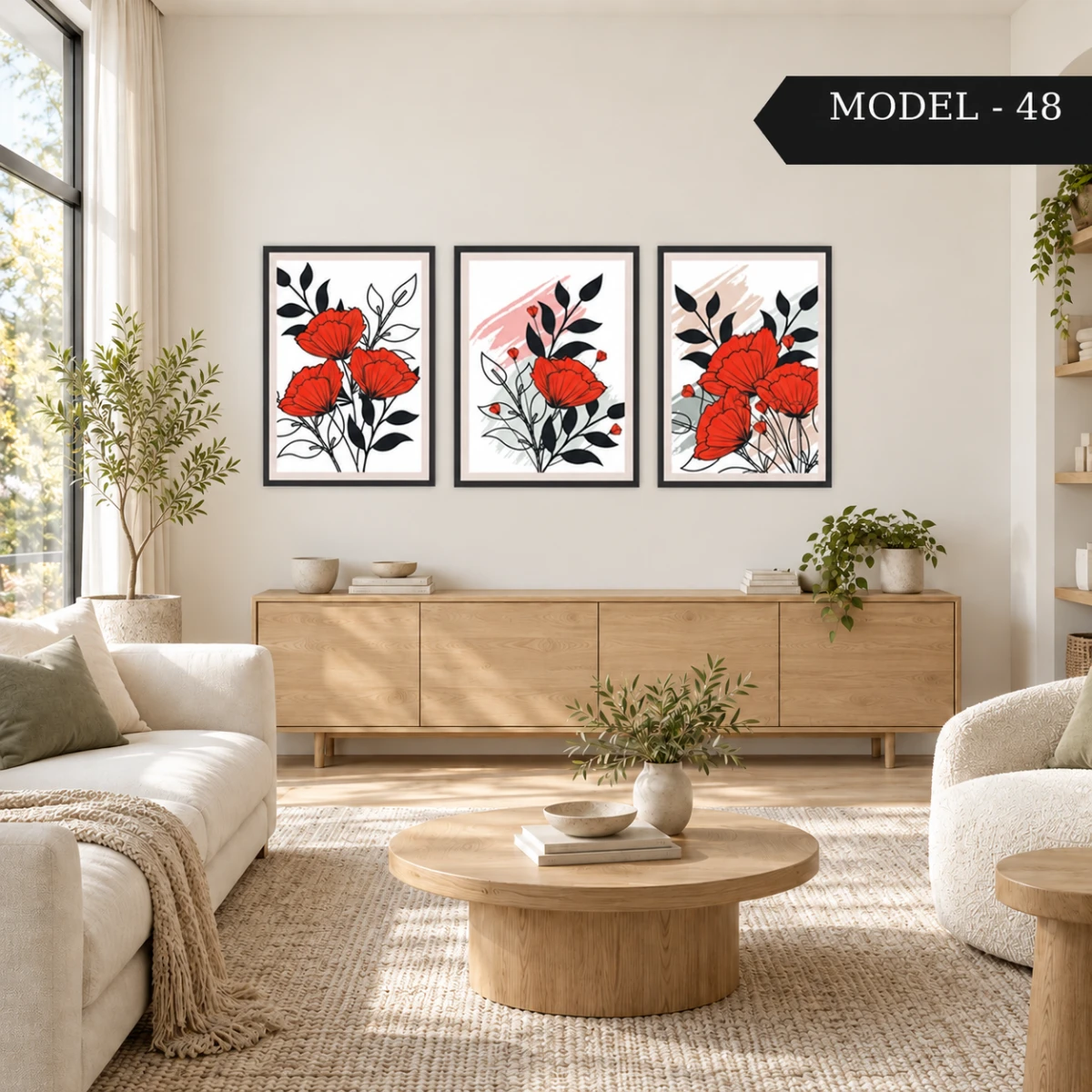 Yapışkanlı Keçe Tablo - Poster Çiçek (Model- 48)
