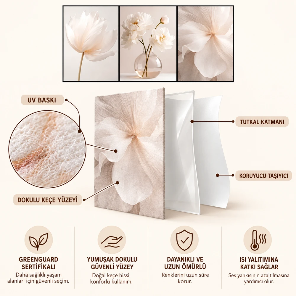 Yapışkanlı Keçe Tablo - Poster Çiçek (Model- 81) 