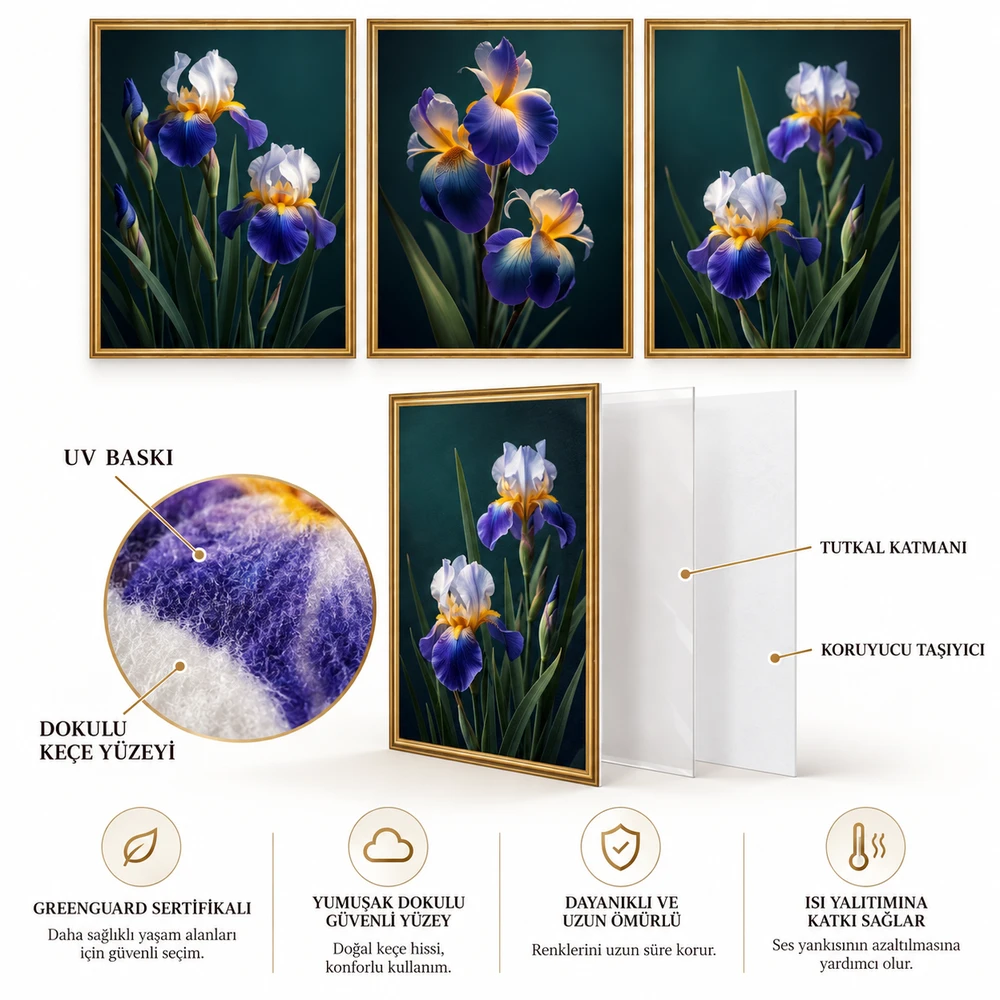 Yapışkanlı Keçe Tablo - Poster Çiçek (Model- 100) 