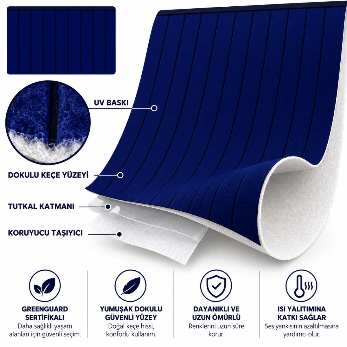 Yapışkanlı Keçe Duvar Kağıdı Çıta Desen (Model - 9032) 