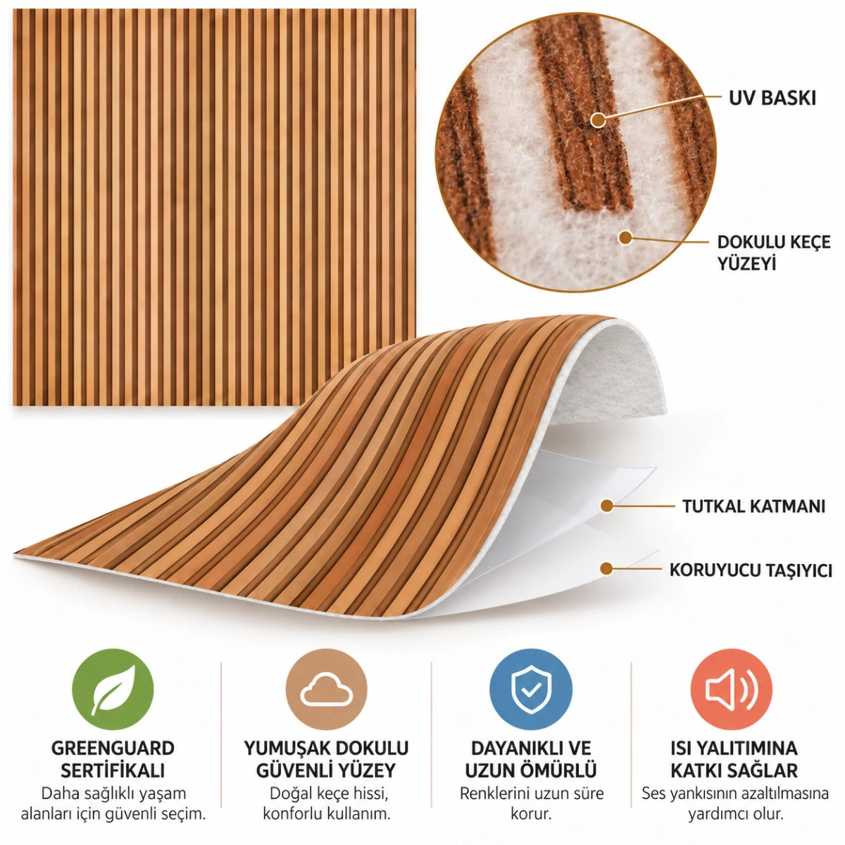 Yapışkanlı Keçe Duvar Kağıdı Çıta Desen (Model - 9041) 