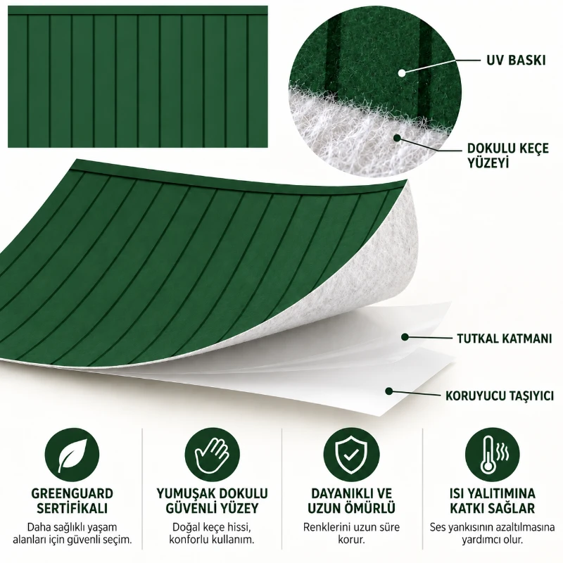 Yapışkanlı Keçe Duvar Kağıdı Çıta Desen (Model - 9031)