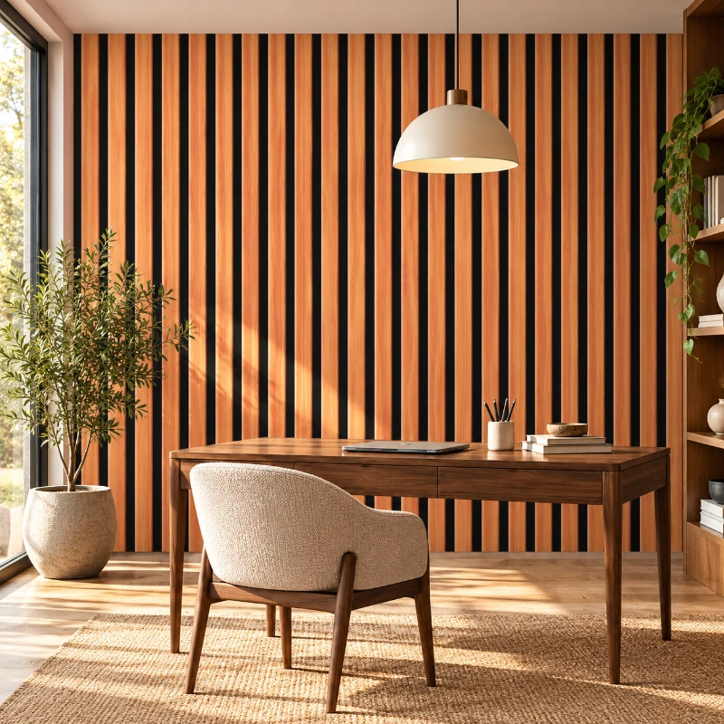 Yapışkanlı Keçe Duvar Kağıdı Çıta Desen (Model - 9039)