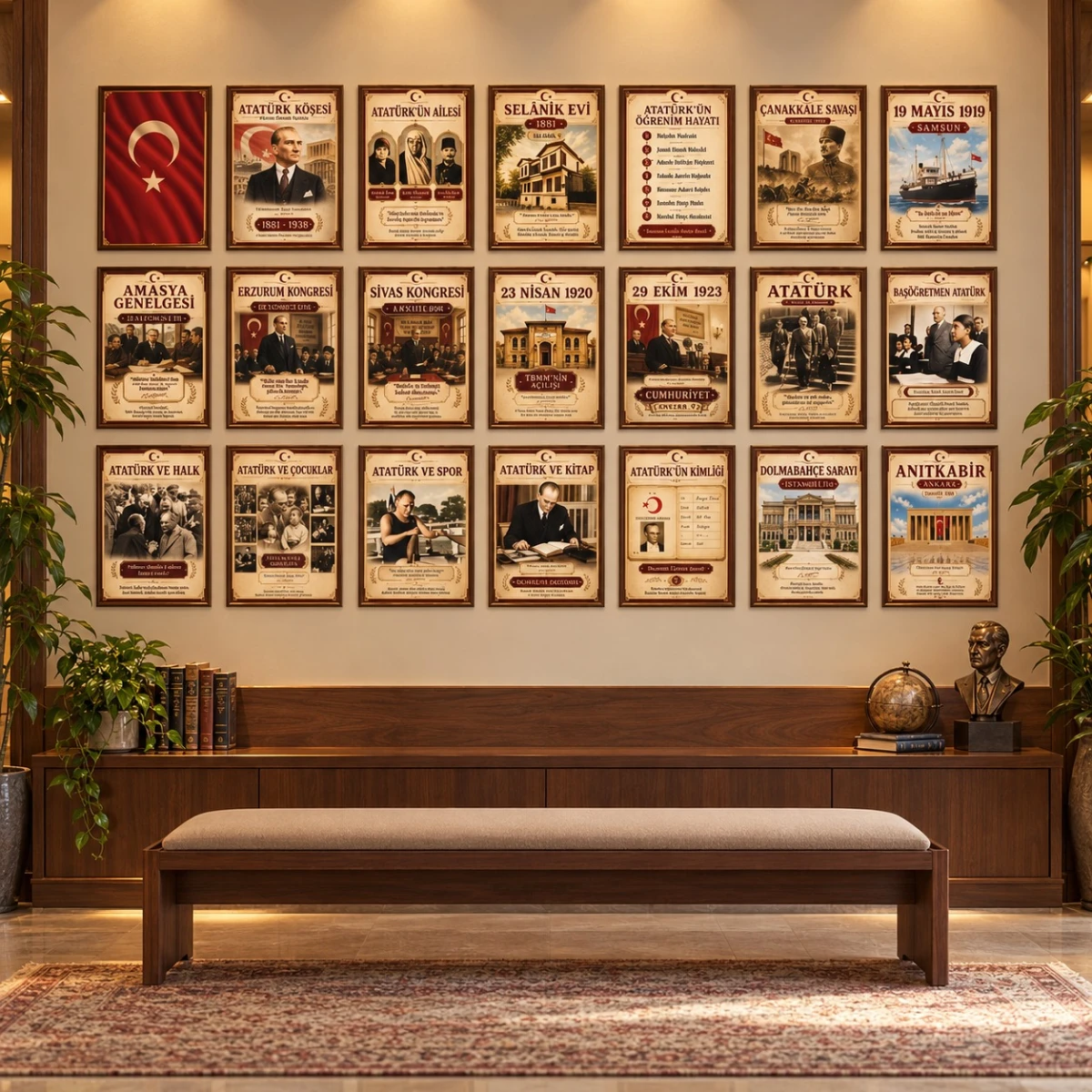 Yapışkanlı Keçe Atatürk Köşesi Tablo - Poster Atatürk (Model- 34)