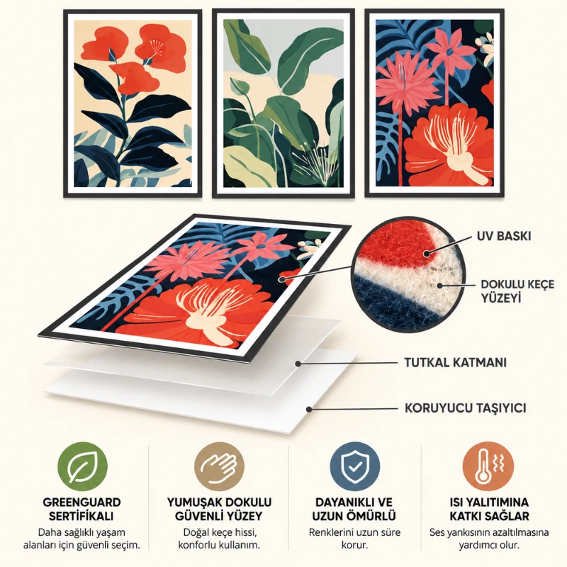 Yapışkanlı Keçe Tablo - Poster Çiçek (Model- 50)