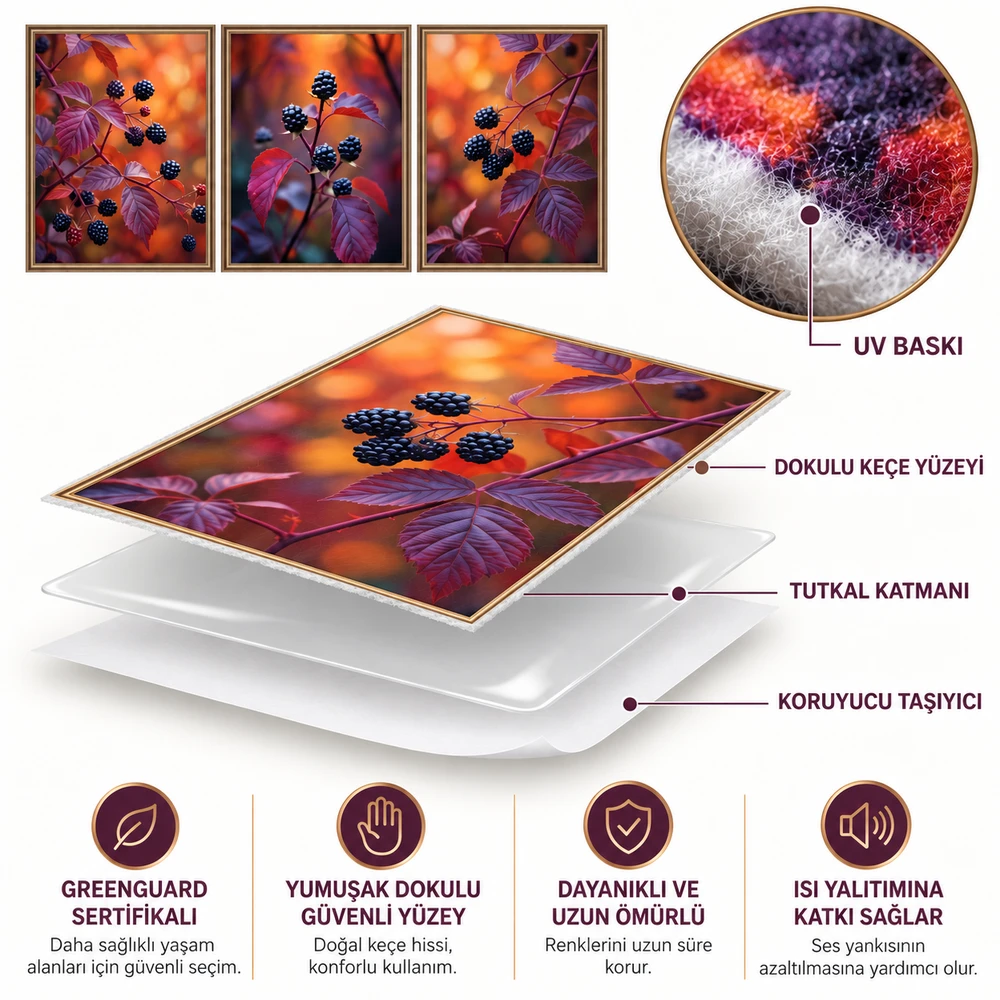 Yapışkanlı Keçe Tablo - Poster Çiçek (Model-102) 