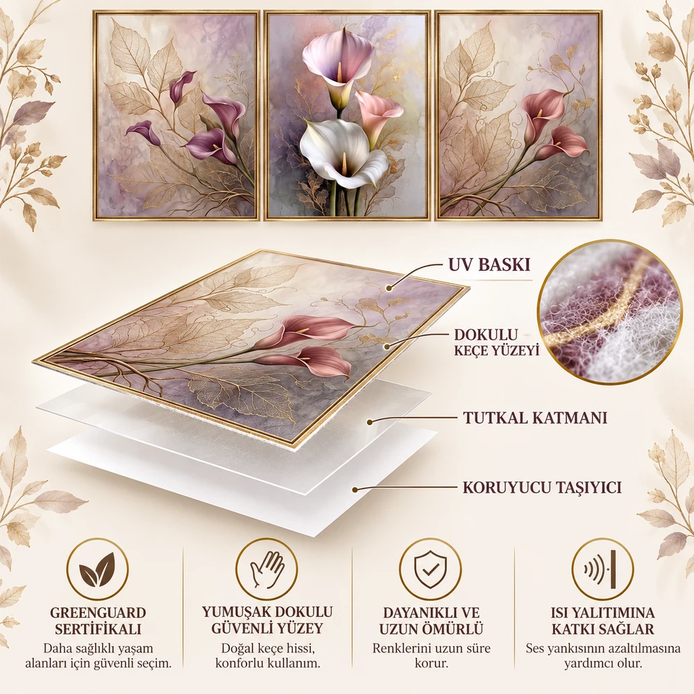 Yapışkanlı Keçe Tablo - Poster Çiçek (Model-112) 