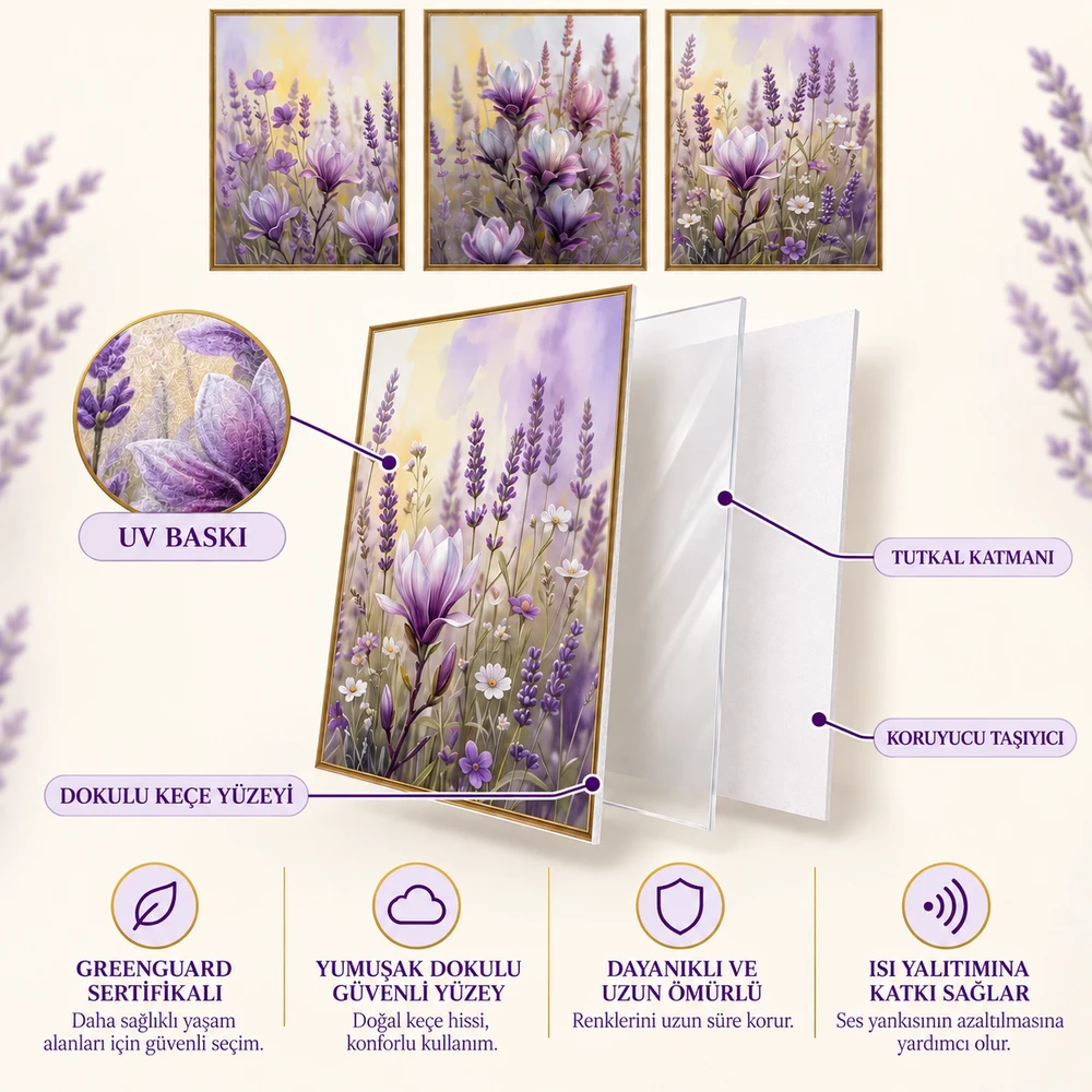 Yapışkanlı Keçe Tablo - Poster Çiçek (Model-113) 