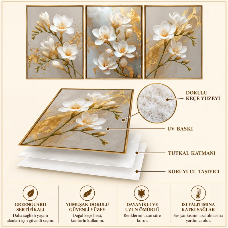 Yapışkanlı Keçe Tablo - Poster Çiçek (Model-109)