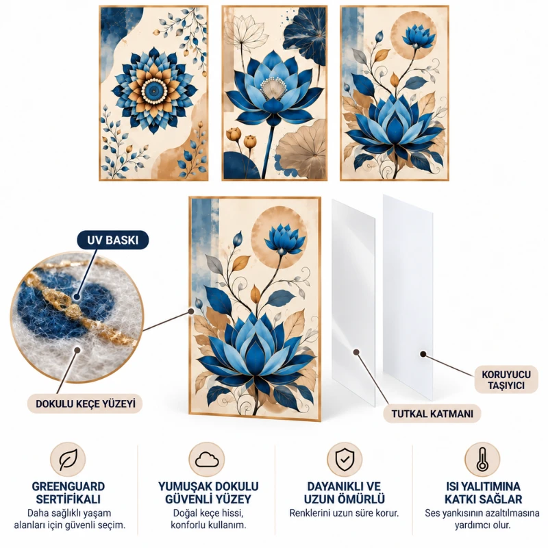Yapışkanlı Keçe Tablo - Poster Çiçek (Model-119)