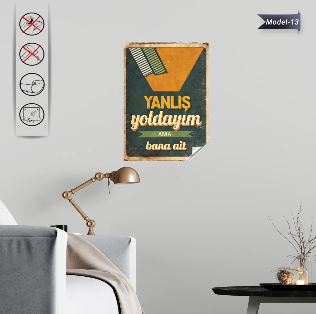 Statik Tutunma Özellikli Tablo - Poster Mizah (Model -13)