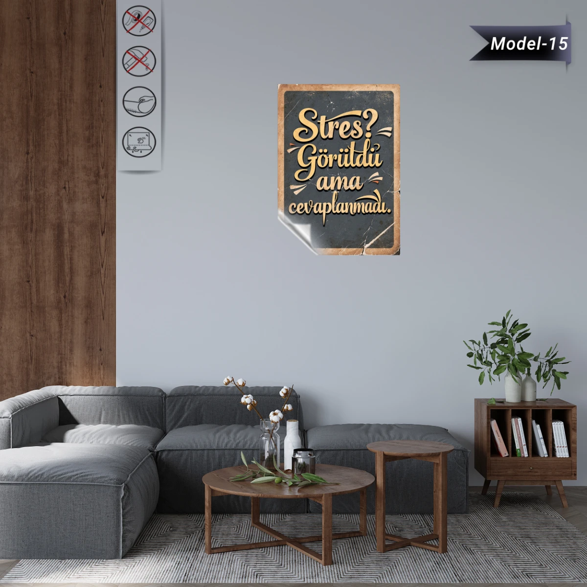 Statik Tutunma Özellikli Tablo - Poster Mizah (Model -15)