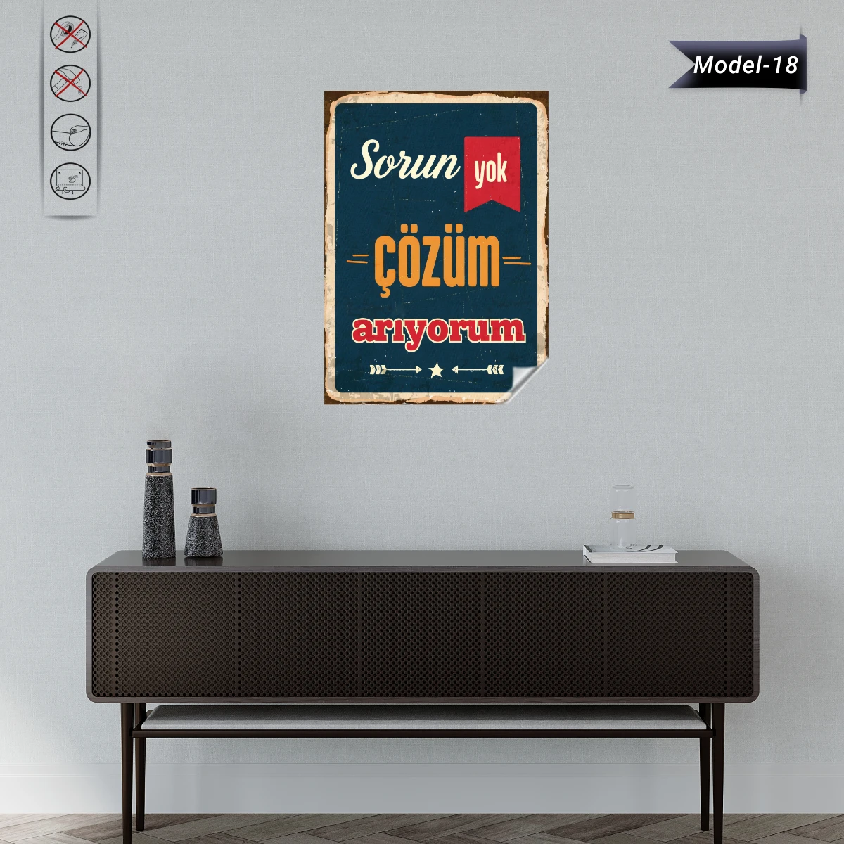 Statik Tutunma Özellikli Tablo - Poster Mizah (Model -18)