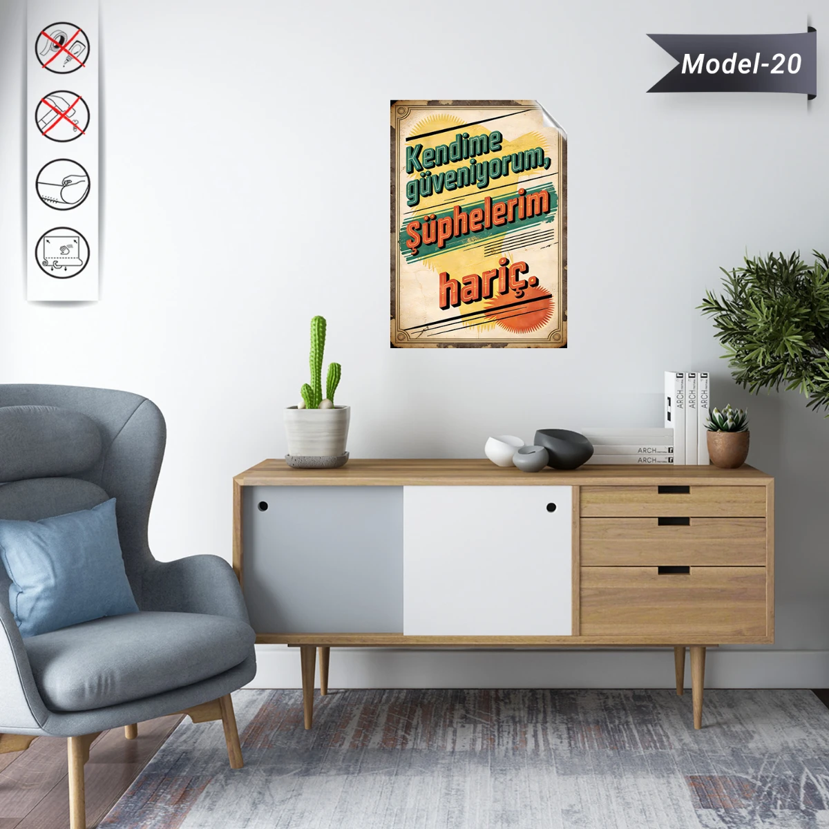 Statik Tutunma Özellikli Tablo - Poster Mizah (Model -20)