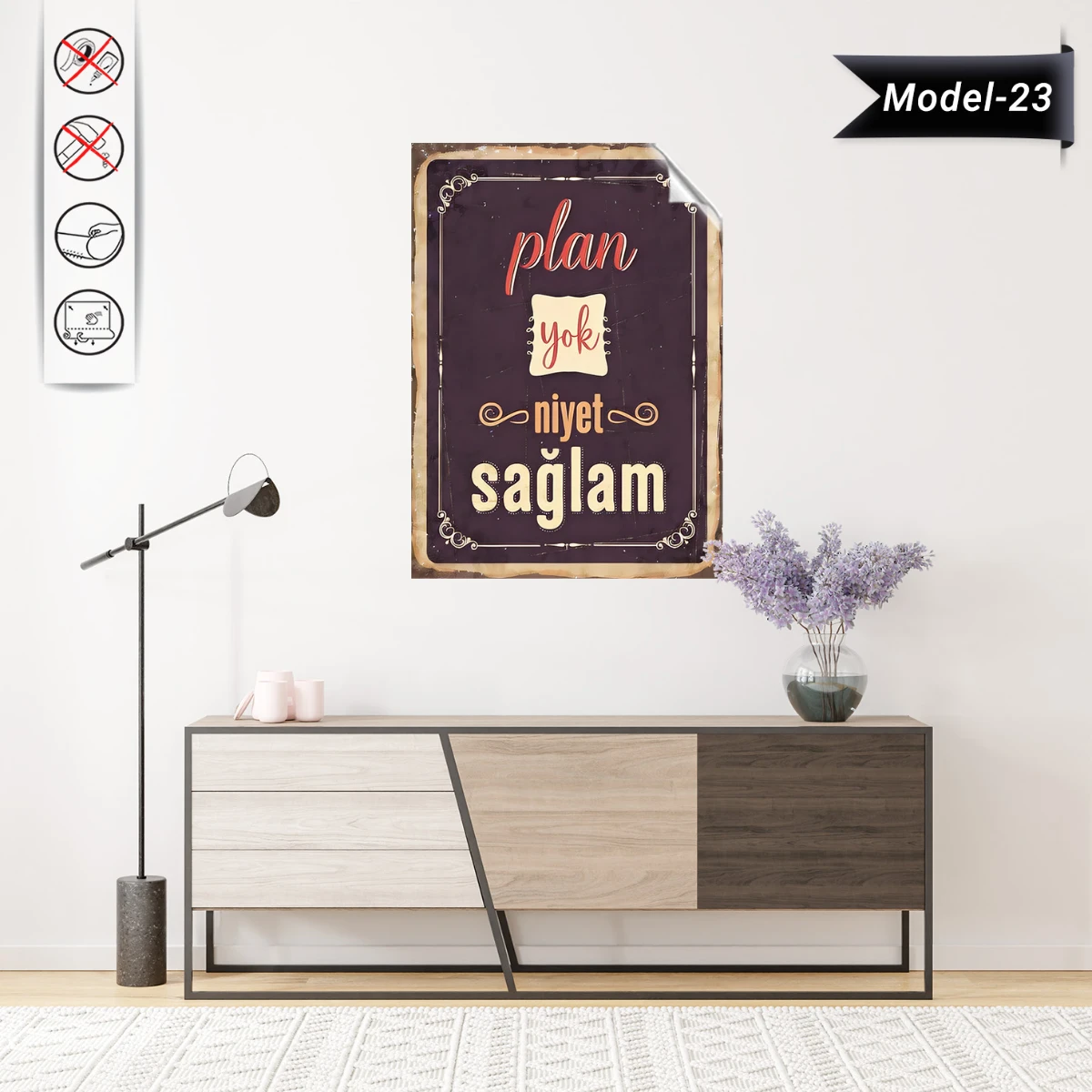 Statik Tutunma Özellikli Tablo - Poster Mizah (Model -23)