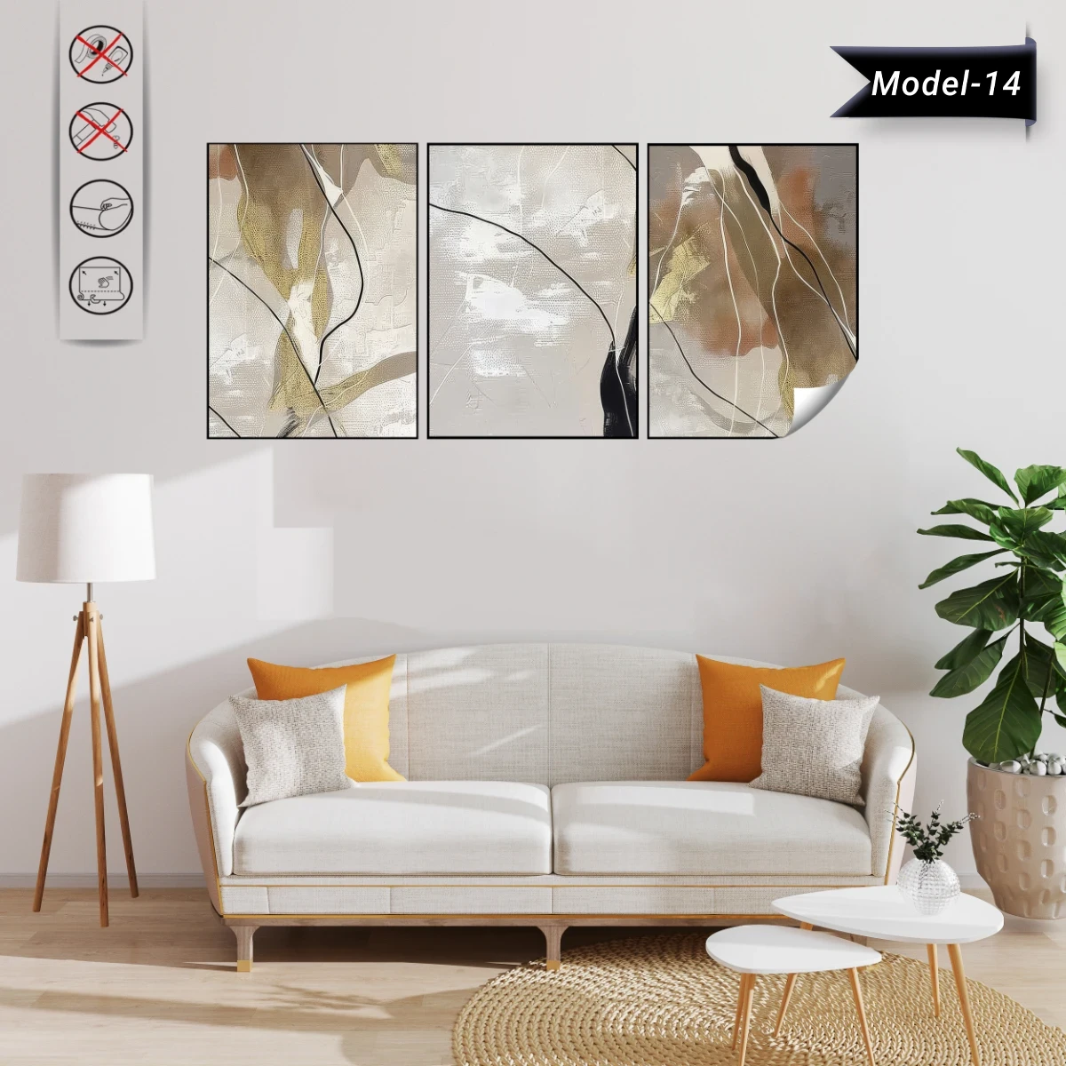 Statik Tutunma Özellikli Tablo - Poster Modern (Model- 14)