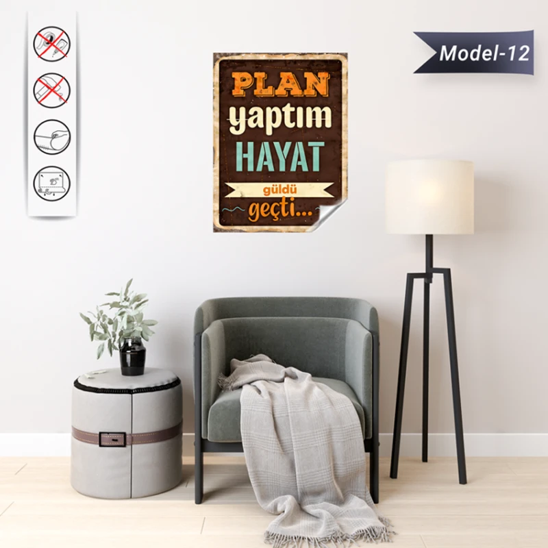 Statik Tutunma Özellikli Tablo - Poster Mizah (Model -12)