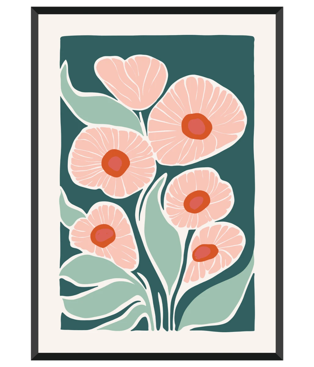 Statik Tutunma Özellikli Tablo - Poster Çiçek (Model- 61) 