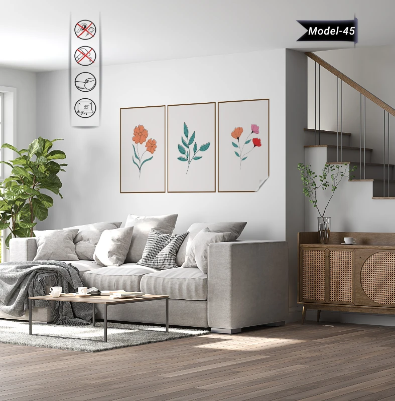 Statik Tutunma Özellikli Tablo - Poster Çiçek (Model- 45)