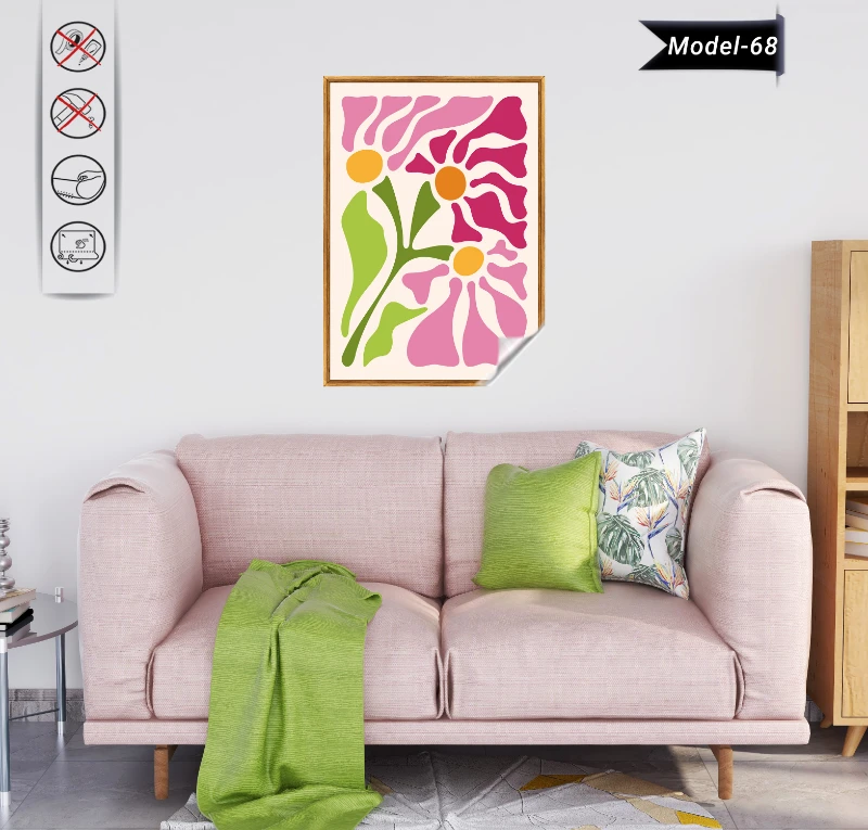 Statik Tutunma Özellikli Tablo - Poster Çiçek (Model- 68)