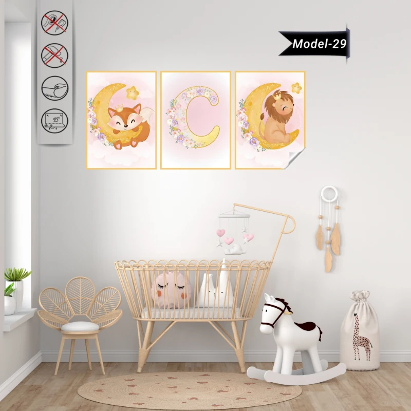 Statik Tutunma Özellikli Tablo - Poster Çocuk Odası (Model-29)