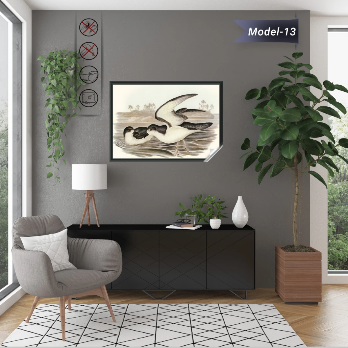 Statik Tutunma Özellikli Tablo - Poster Hayvan (Model-13)