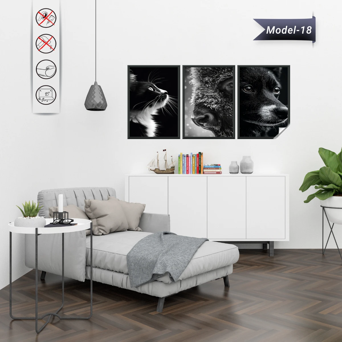 Statik Tutunma Özellikli Tablo - Poster Hayvan (Model- 18)