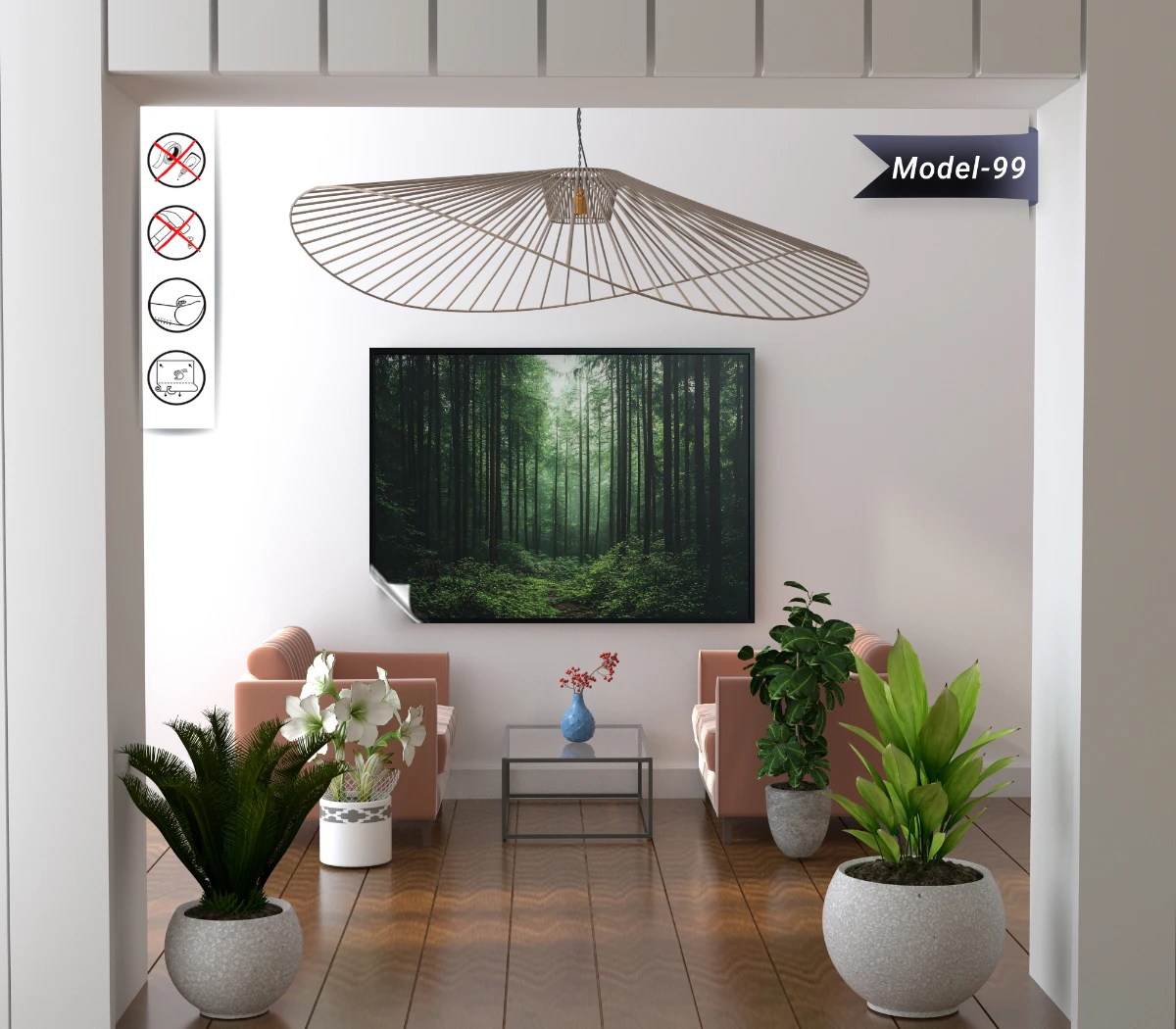 Statik Tutunma Özellikli Tablo - Poster Manzara (Model-99)