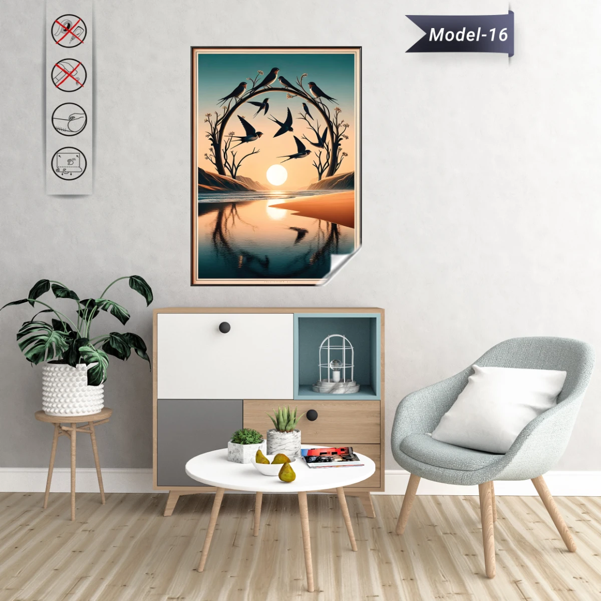 Statik Tutunma Özellikli Tablo - Poster Hayvan (Model-16)