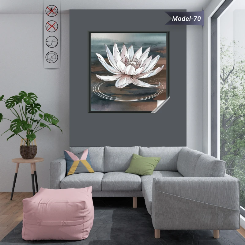 Statik Tutunma Özellikli Tablo - Poster Çiçek (Model-70)