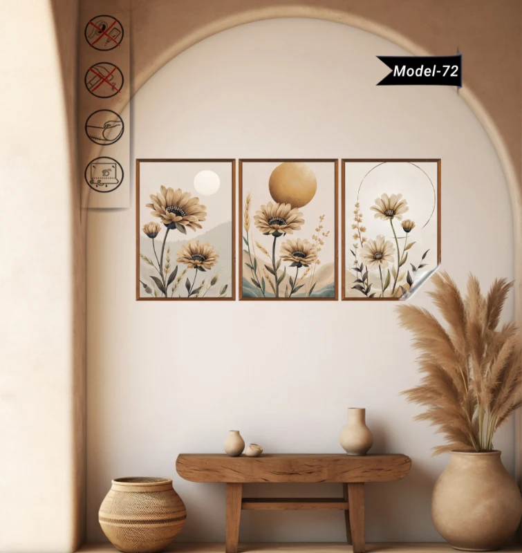 Statik Tutunma Özellikli Tablo - Poster Çiçek (Model- 72)