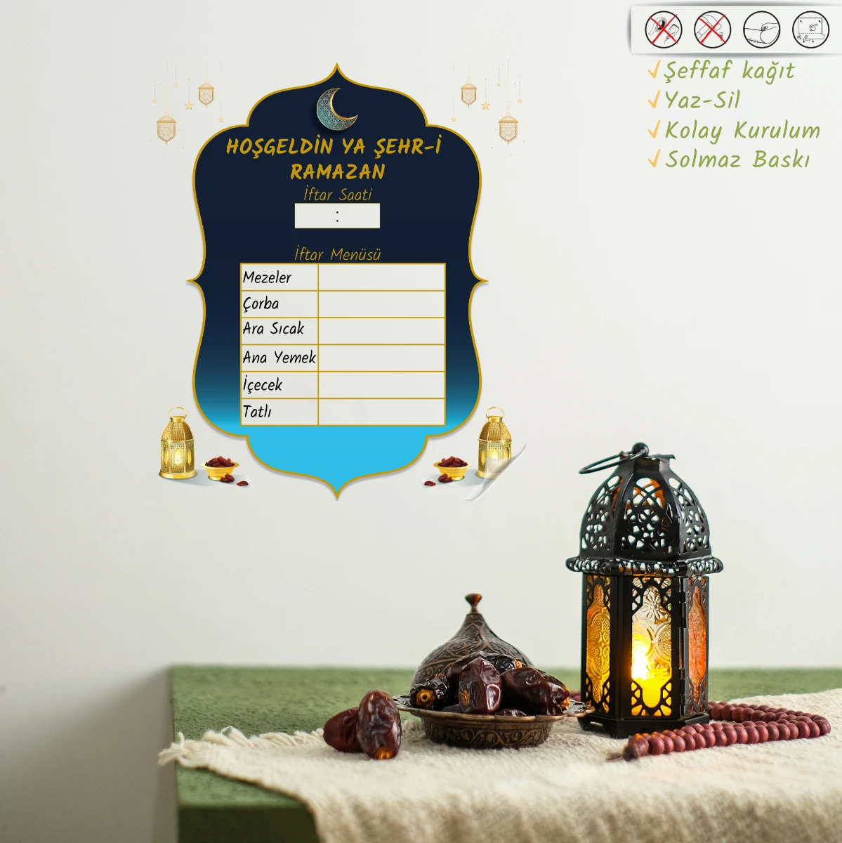 Statik Kağıt Ramazan Takip Seti(İmsakiye , Oruç Çizelgesi , İftar Menüsü ) 