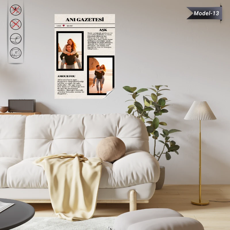 Statik Tutunma Özellikli Sevgililer Günü Tablo - Poster Özel Gün ( Model -13)