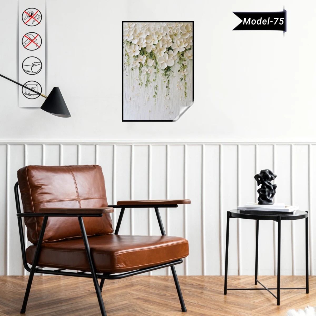 Statik Tutunma Özellikli Tablo - Poster Çiçek (Model-75)